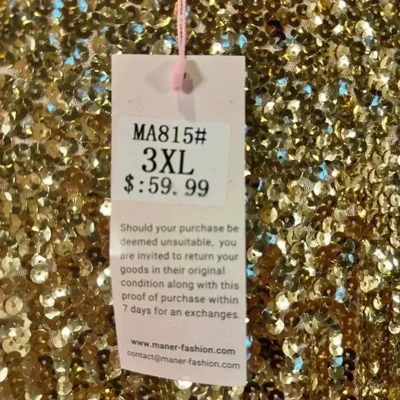 Maner gold sequin women’s midi length evening dress. Size 3X
NWT - Picture 5 of 10